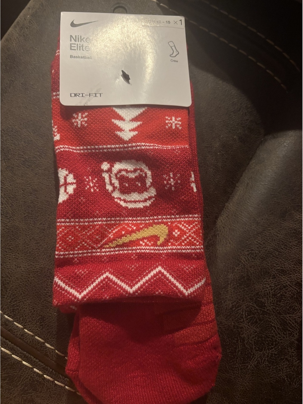 NWT Nike Elite Dri-FIT Christmas Crew Socks Red Santa Basketball XL